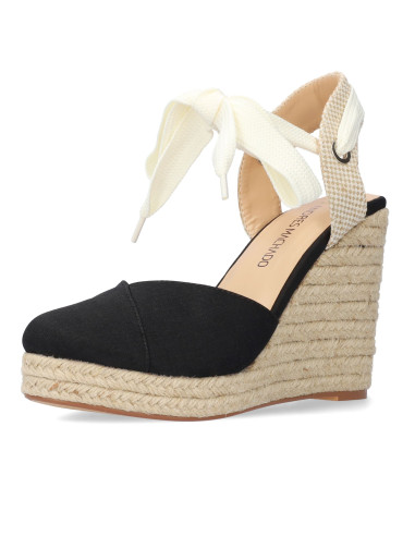 SANDALO ZEPPA NERO ESPADRILLAS PICCOLI E GRANDI NUMERI DONNA