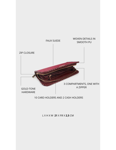 Portafoglio AURORA WALLET - BORDEAUX LABEL ROSE