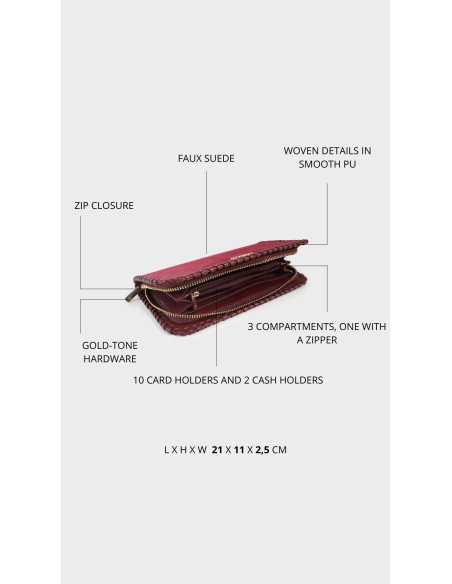 Portafoglio AURORA WALLET - BORDEAUX LABEL ROSE