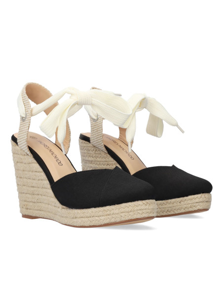 SANDALO ZEPPA NERO ESPADRILLAS PICCOLI E GRANDI NUMERI DONNA