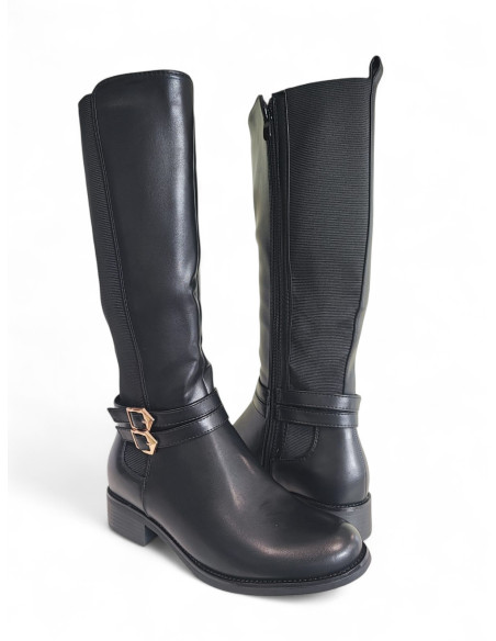 Stivale Nero con Polpaccio Elastico