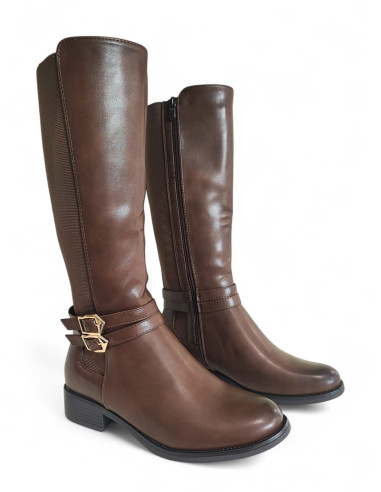 Stivale Marrone con Polpaccio Elastico