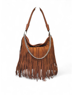 BORSA LEILA CON FRANGE - CAMEL