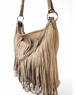 BORSA LEILA CON FRANGE - TAUPE 2