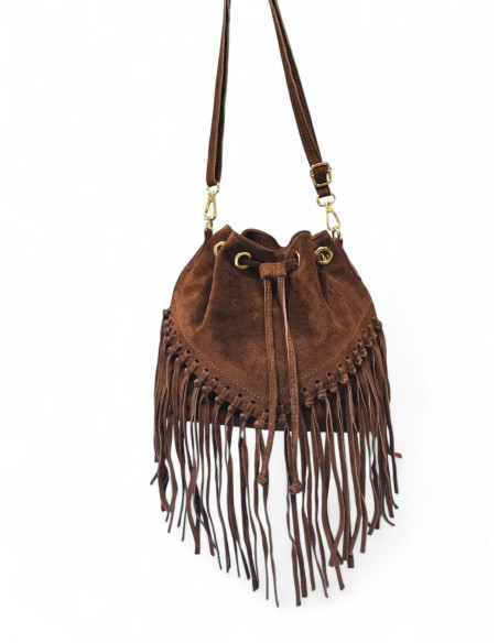 BORSA SUEDE IN PELLE - MARRONE