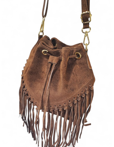 BORSA SUEDE IN PELLE - MARRONE