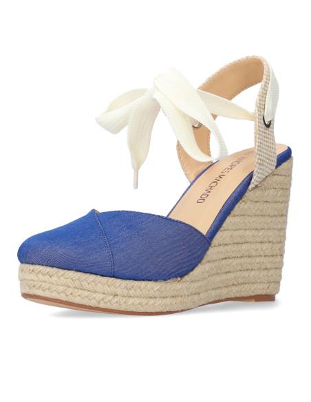 SANDALO ZEPPA TESSUTO DENIM ESPADRILLAS PICCOLI E GRANDI NUMERI DONNA