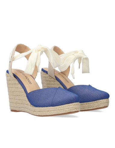 SANDALO ZEPPA TESSUTO DENIM ESPADRILLAS PICCOLI E GRANDI NUMERI DONNA