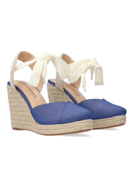 SANDALO ZEPPA TESSUTO DENIM ESPADRILLAS PICCOLI E GRANDI NUMERI DONNA