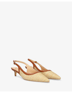 Décolleté Slingback a punta in rafia color camel 2