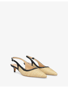 Décolleté Slingback in Rafia e Nero 2