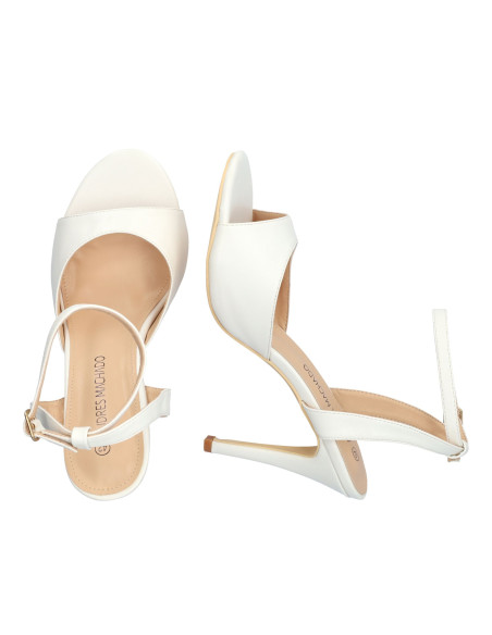 SANDALO BIANCO TACCO A SPILLO SPOSA PICCOLI E GRANDI NUMERI