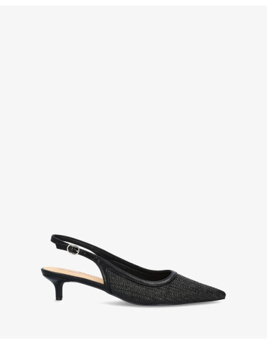 Décolleté Slingback in Rafia Nera