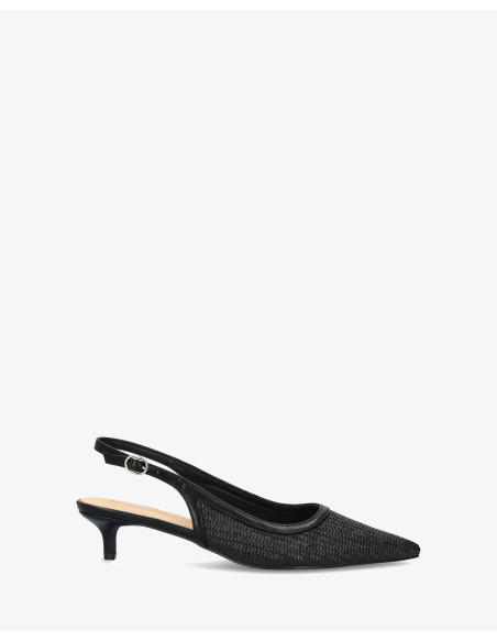 Décolleté Slingback in Rafia Nera