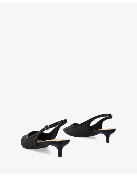 Décolleté Slingback in Rafia Nera