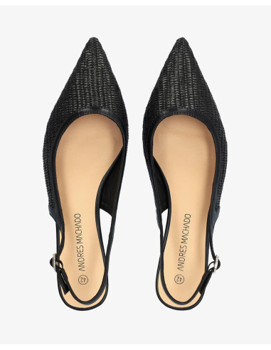 Décolleté Slingback in Rafia Nera