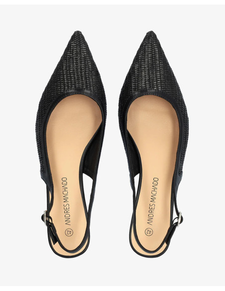 Décolleté Slingback in Rafia Nera