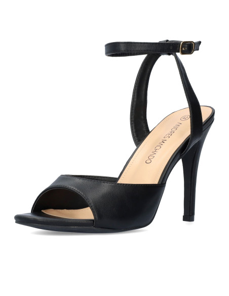 SANDALO NERO TACCO A SPILLO  PICCOLI E GRANDI NUMERI DONNA