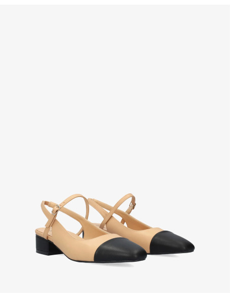 Slingback Nude e Nera