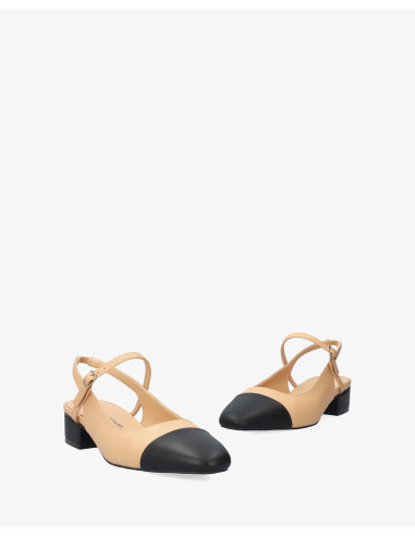 Slingback Nude e Nera