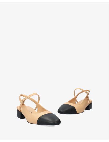 Slingback Nude e Nera