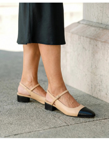 Slingback Nude e Nera