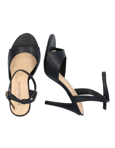 SANDALO NERO TACCO A SPILLO  PICCOLI E GRANDI NUMERI DONNA
