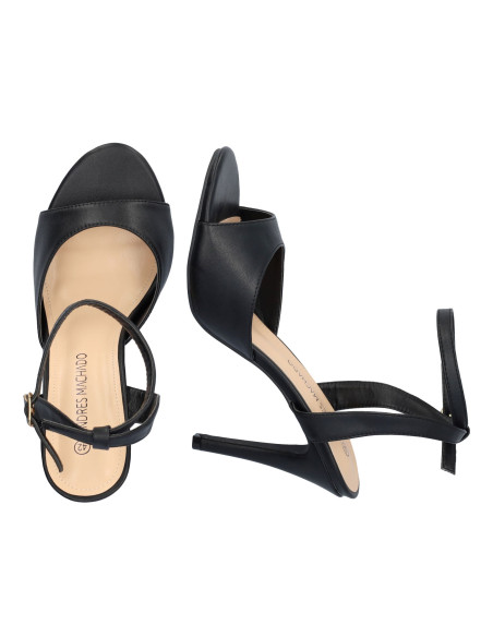 SANDALO NERO TACCO A SPILLO  PICCOLI E GRANDI NUMERI DONNA