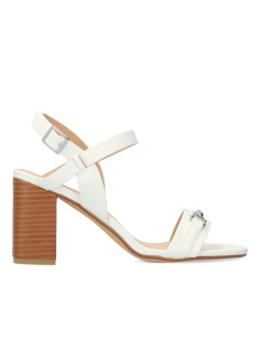 SANDALO BIANCO CON ACCESSORIO MORSETTO  PICCOLI E GRANDI NUMERI DONNA