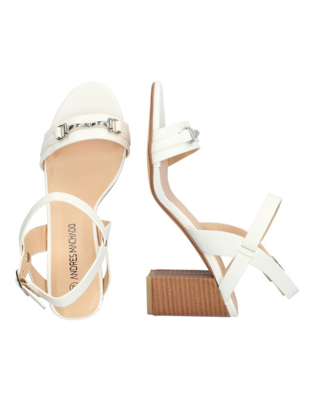 SANDALO BIANCO CON ACCESSORIO MORSETTO  PICCOLI E GRANDI NUMERI DONNA