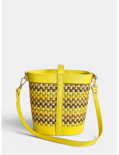 Secchiello Grace Rafia e Pelle Giallo 2