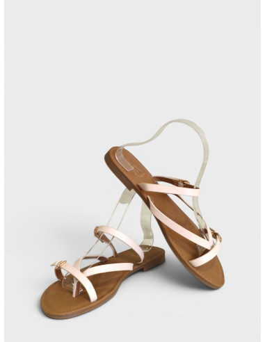 Sandalo Flat Infradito con Listini Incrociati Beige dal 41 al 44