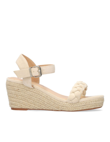 SANDALO EFFETTO CAMOSCIO BEIGE CON ZEPPA PICCOLI E GRANDI NUMERI DONNA