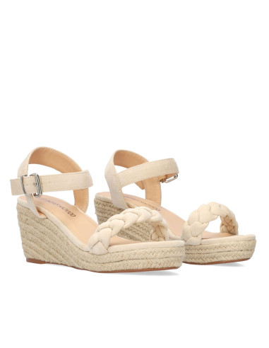 SANDALO EFFETTO CAMOSCIO BEIGE CON ZEPPA PICCOLI E GRANDI NUMERI DONNA