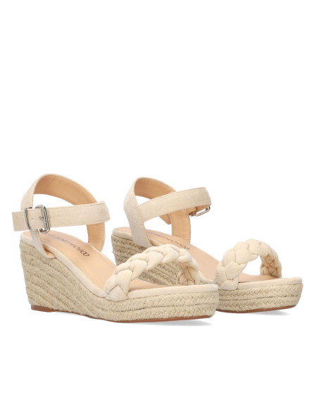 SANDALO EFFETTO CAMOSCIO BEIGE CON ZEPPA PICCOLI E GRANDI NUMERI DONNA