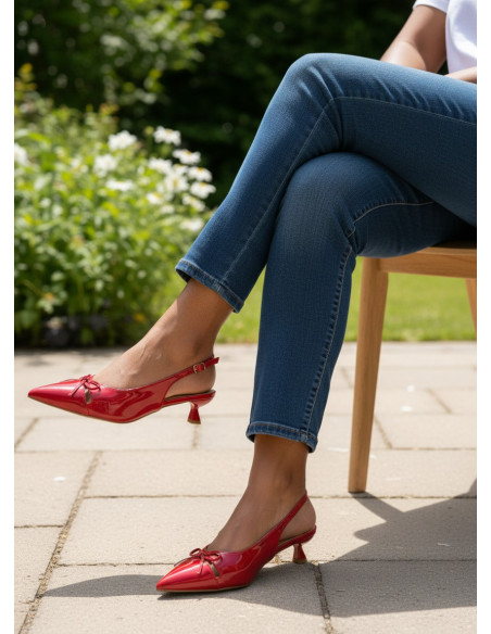 Slingback in Vernice Rossa dal 41 al 44