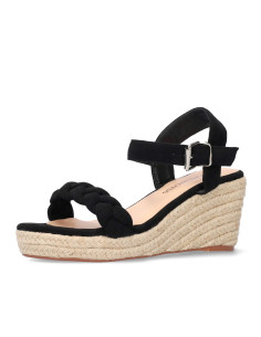 SANDALO EFFETTO CAMOSCIO NERO CON ZEPPA PICCOLI E GRANDI NUMERI DONNA 2