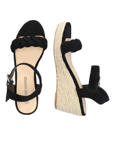 SANDALO EFFETTO CAMOSCIO NERO CON ZEPPA PICCOLI E GRANDI NUMERI DONNA