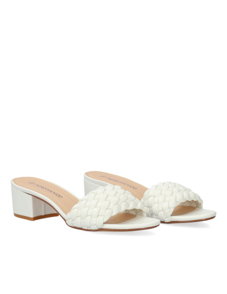 CIABATTINA BIANCA CON INTRECCIO E TACCO PICCOLI E GRANDI NUMERI DONNA