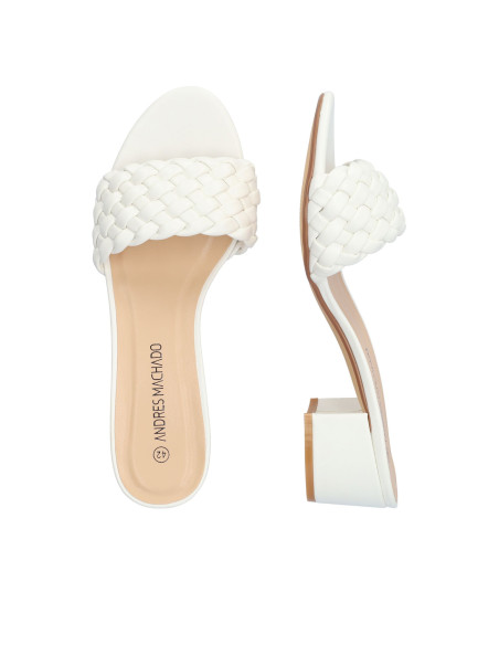 CIABATTINA BIANCA CON INTRECCIO E TACCO PICCOLI E GRANDI NUMERI DONNA