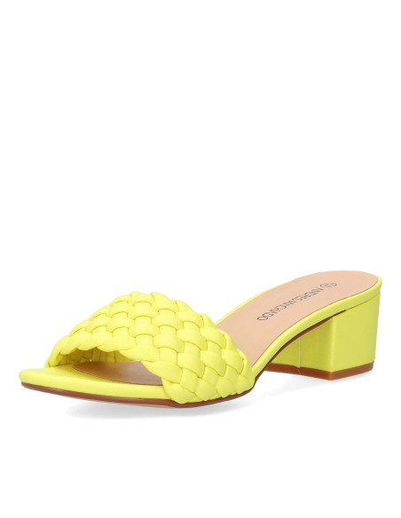 CIABATTINA GIALLO FLUO CON INTRECCIO PICCOLI E GRANDI NUMERI DONNA