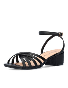 SANDALO NERO INTRECCIATO CON TACCO BASSO PICCOLI E GRANDI NUMERI DONNA 2