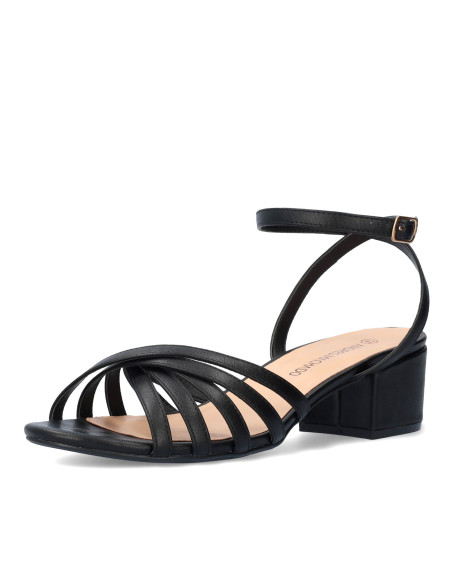 SANDALO NERO INTRECCIATO CON TACCO BASSO PICCOLI E GRANDI NUMERI DONNA