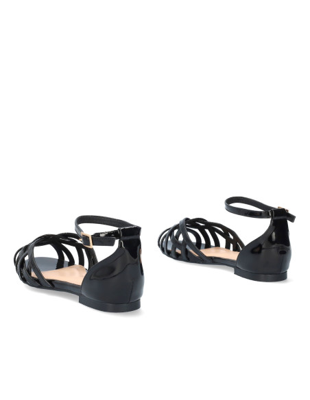 SANDALO BASSO IN VERNICE NERO CHIUSO IN PUNTA PICCOLI E GRANDI NUMERI