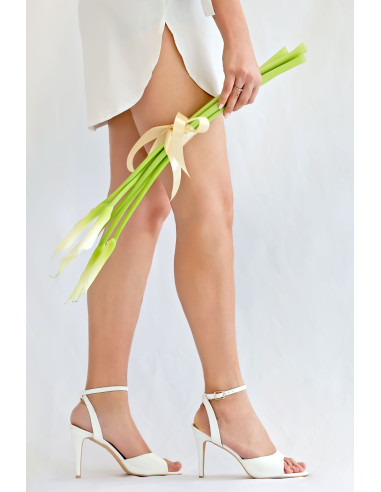 SANDALO BIANCO TACCO A SPILLO SPOSA PICCOLI E GRANDI NUMERI