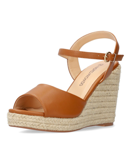 SANDALO CUOIO ZEPPA IN JUTA MISURE PICCOLE E GRANDI NUMERI DONNA
