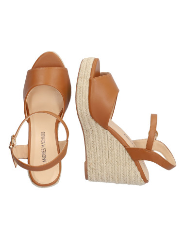 SANDALO CUOIO ZEPPA IN JUTA MISURE PICCOLE E GRANDI NUMERI DONNA