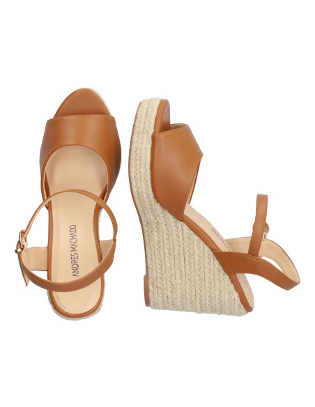 SANDALO CUOIO ZEPPA IN JUTA MISURE PICCOLE E GRANDI NUMERI DONNA