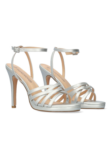 SANDALO ARGENTO TACCO A SPILLO MISURE GRANDI DONNA MISURE PICCOLE