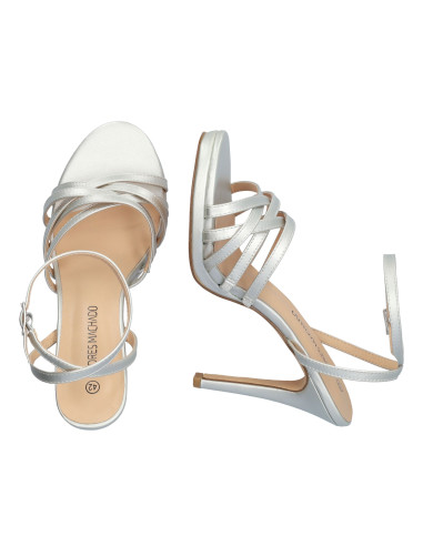 SANDALO ARGENTO TACCO A SPILLO MISURE GRANDI DONNA MISURE PICCOLE